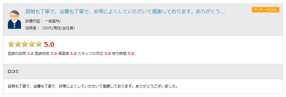 歯科、歯医者の評判と口コミ(2)