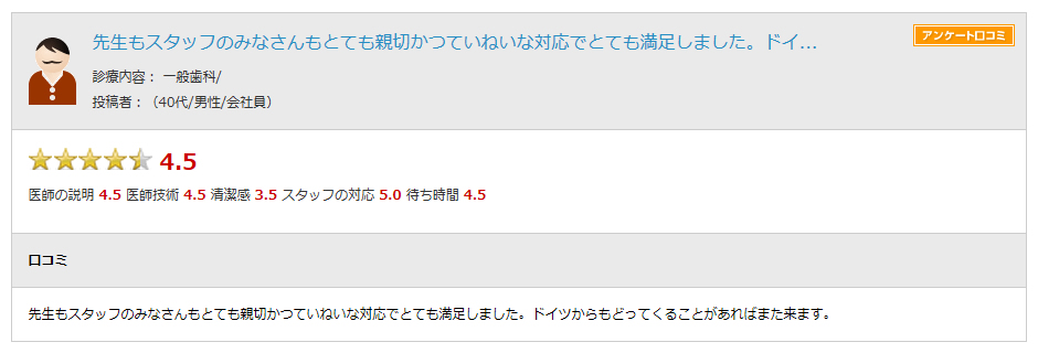 歯科、歯医者の評判と口コミ(3)