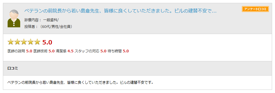 歯科、歯医者の評判と口コミ(5)